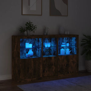 Credenza con Luci LED Rovere Fumo 162x37x100 cm 3209146