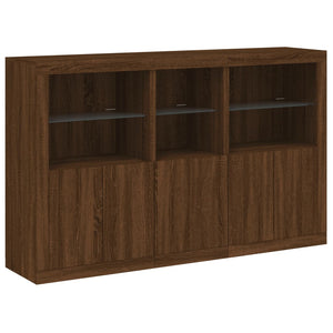 Credenza con Luci LED Rovere Marrone 162x37x100 cm 3209148