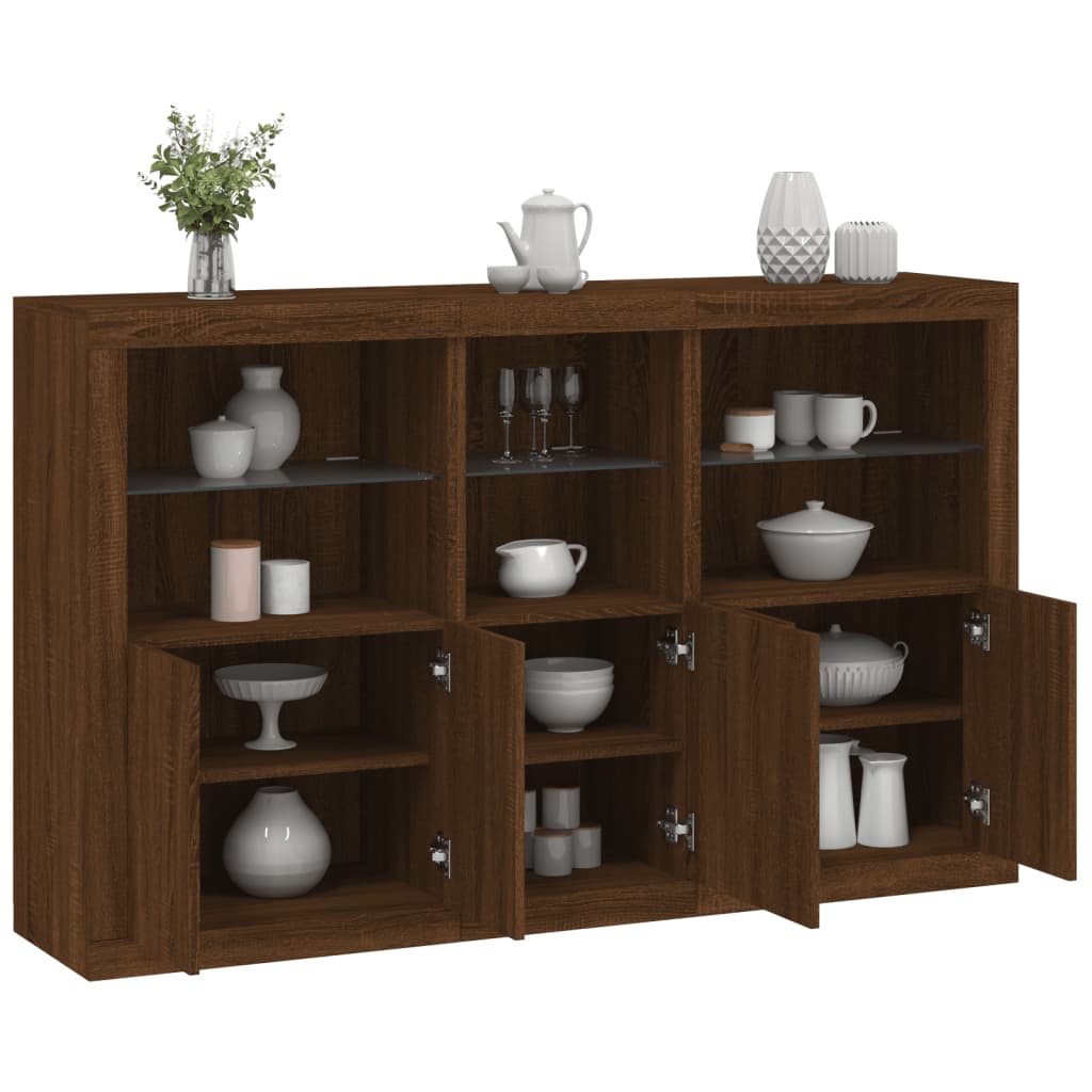 Credenza con Luci LED Rovere Marrone 162x37x100 cmcod mxl 85883