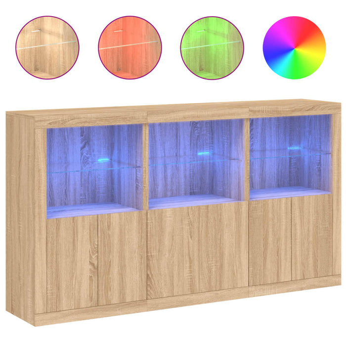 Credenza con Luci LED Rovere Sonoma 181,5x37x100 cm 3209151