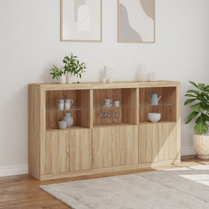 Credenza con Luci LED Rovere Sonoma 181,5x37x100 cm 3209151