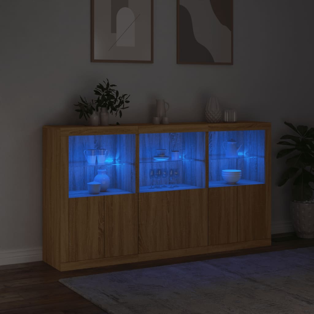 Credenza con Luci LED Rovere Sonoma 181,5x37x100 cm 3209151