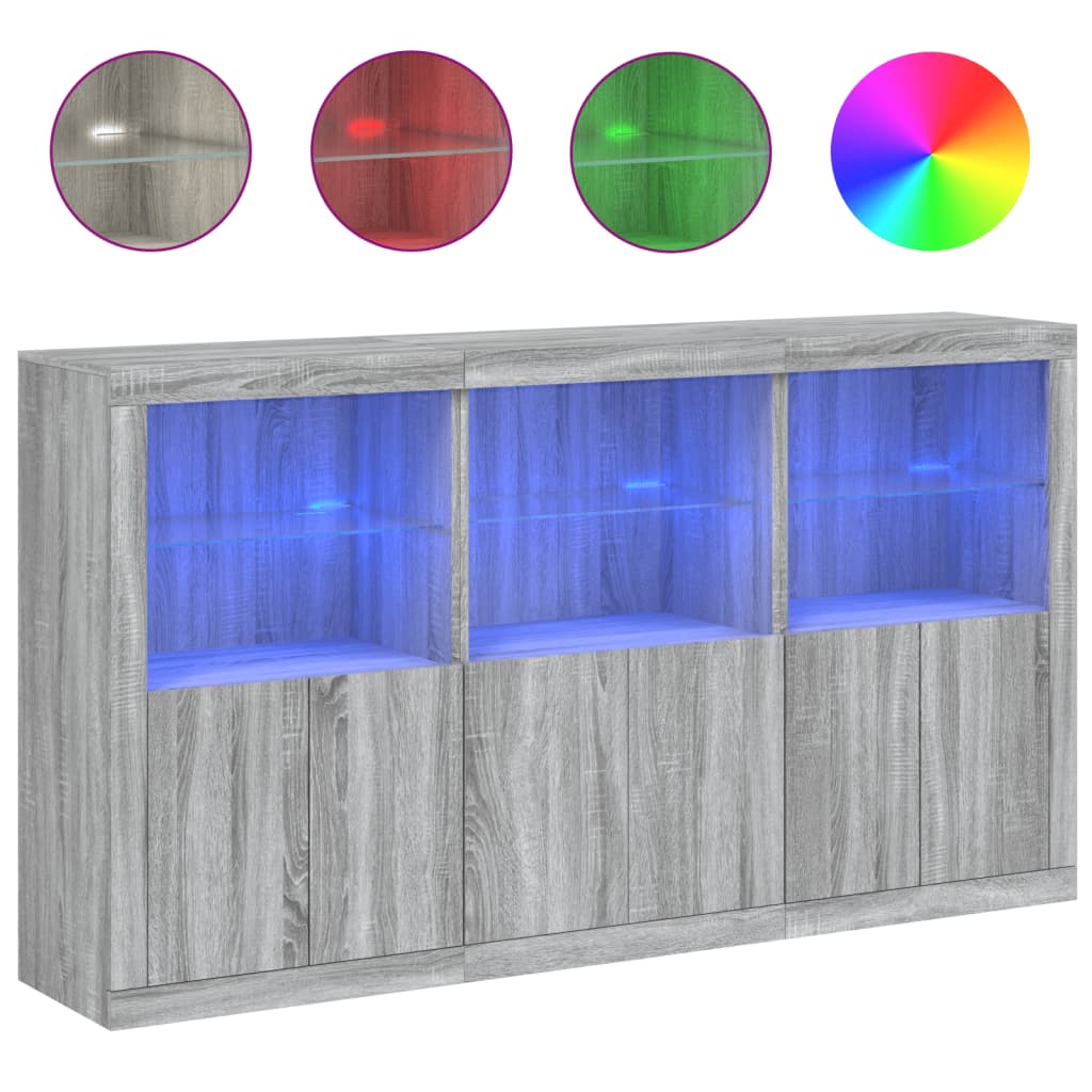 Credenza con Luci LED Grigio Sonoma 181,5x37x100 cmcod mxl 109857