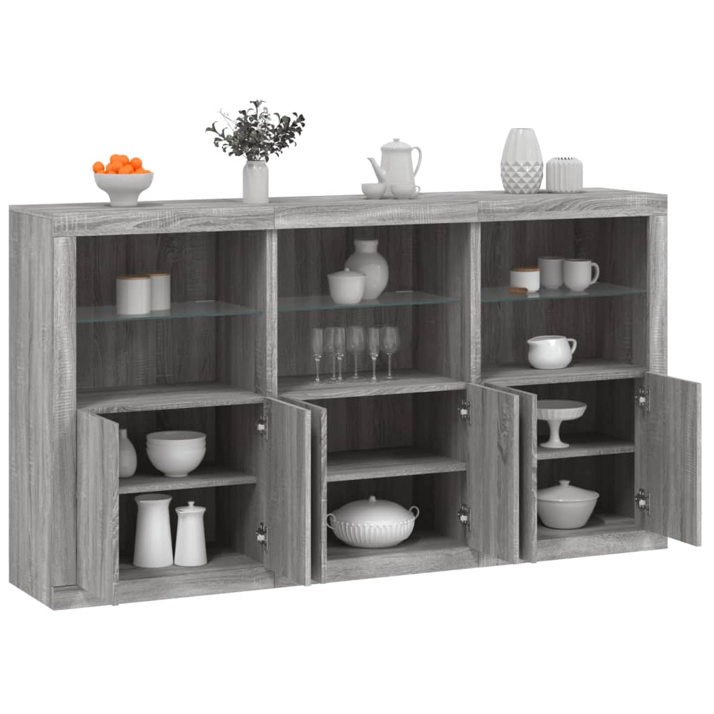 Credenza con Luci LED Grigio Sonoma 181,5x37x100 cmcod mxl 109857