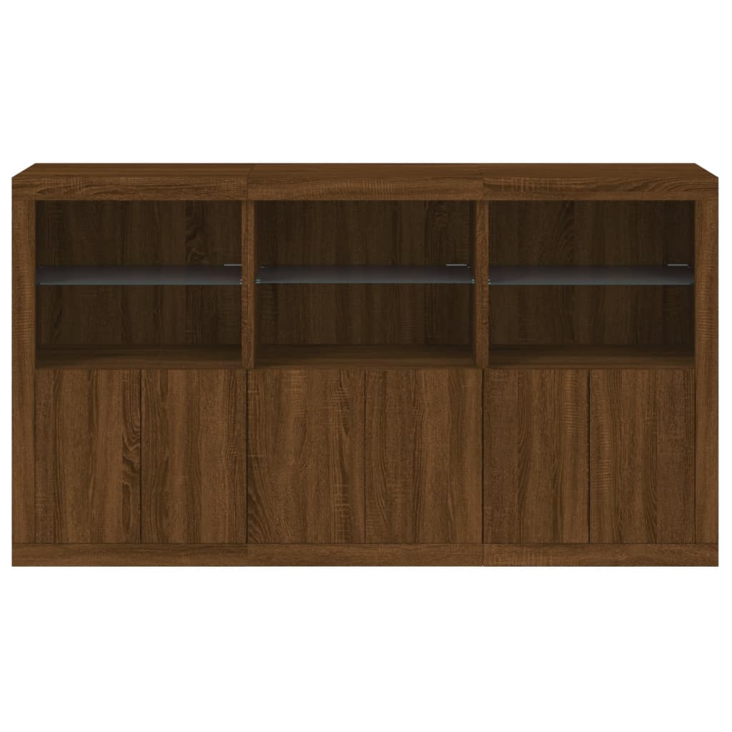 Credenza con Luci LED Rovere Marrone 181,5x37x100 cm 3209155