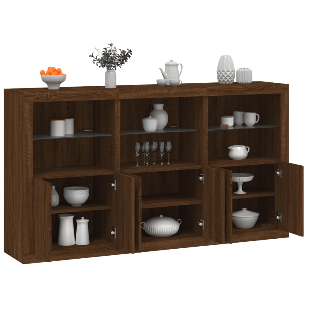 Credenza con Luci LED Rovere Marrone 181,5x37x100 cm 3209155