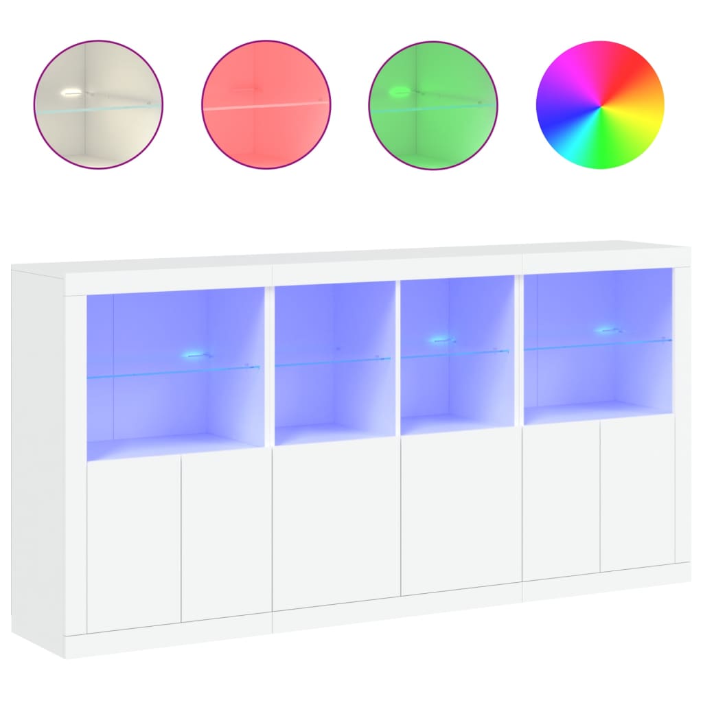 Credenza con Luci LED Bianca 202x37x100 cm 3209156