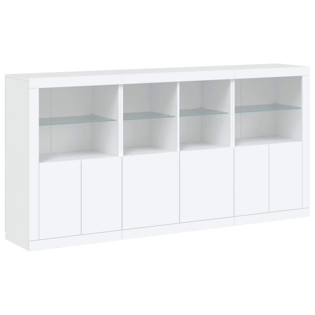 Credenza con Luci LED Bianca 202x37x100 cm 3209156