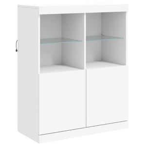 Credenza con Luci LED Bianca 202x37x100 cm 3209156