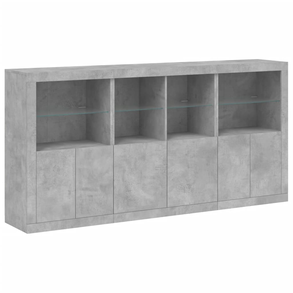 Credenza con Luci LED Grigio Cemento 202x37x100 cm 3209159