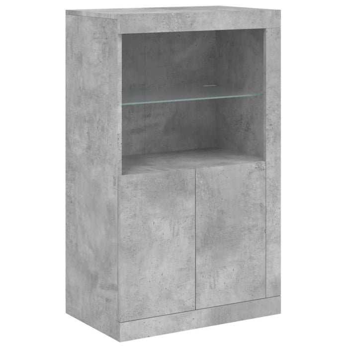 Credenza con Luci LED Grigio Cemento 202x37x100 cm 3209159