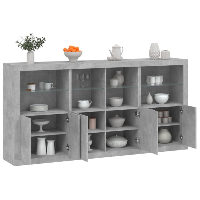 Credenza con Luci LED Grigio Cemento 202x37x100 cm 3209159