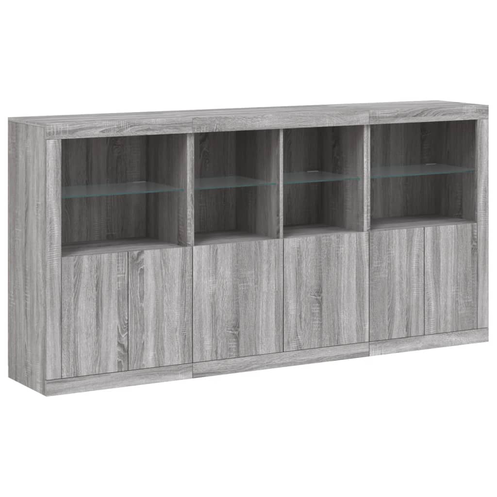 Credenza con Luci LED Grigio Sonoma 202x37x100 cmcod mxl 109859