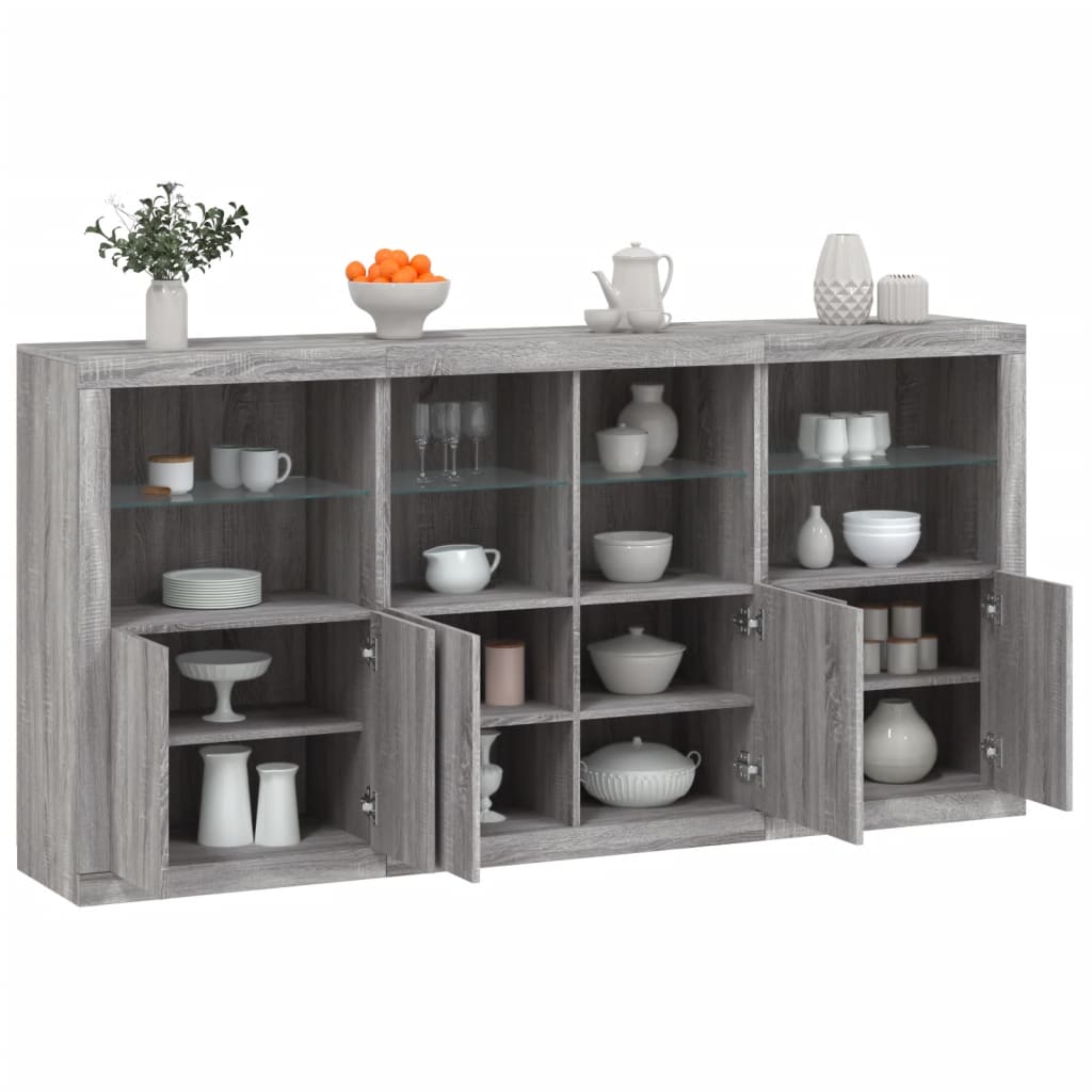 Credenza con Luci LED Grigio Sonoma 202x37x100 cmcod mxl 109859