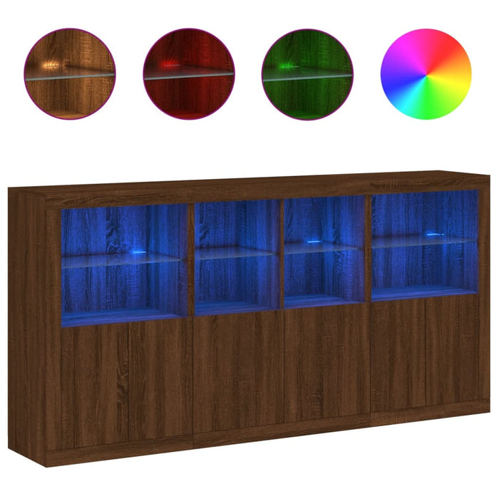 Credenza con Luci LED Rovere Marrone 202x37x100 cmcod mxl 85889