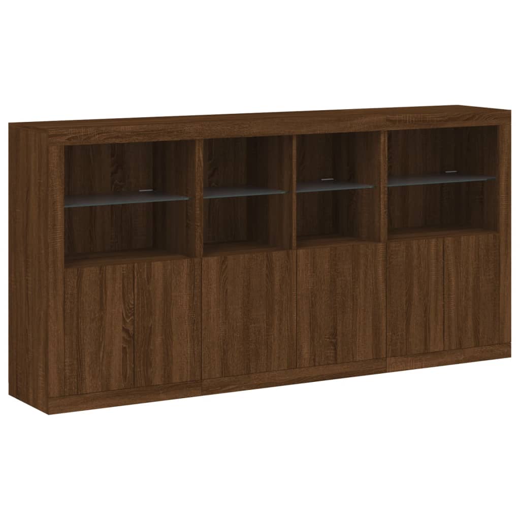 Credenza con Luci LED Rovere Marrone 202x37x100 cmcod mxl 85889