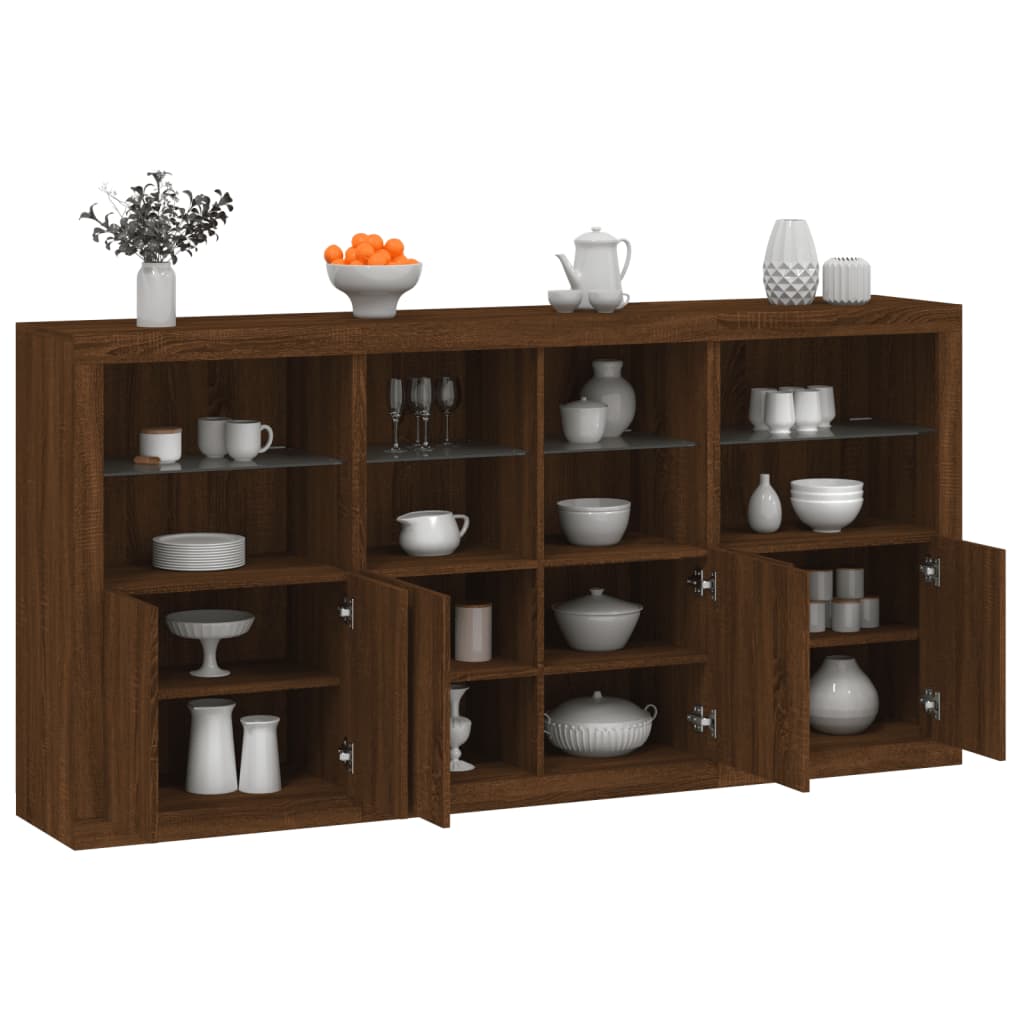 Credenza con Luci LED Rovere Marrone 202x37x100 cmcod mxl 85889