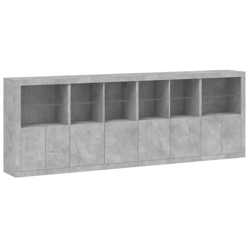 Credenza con Luci LED Grigio Cemento 283x37x100 cmcod mxl 133833