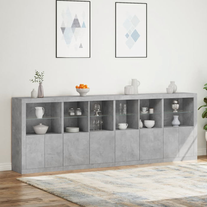 Credenza con Luci LED Grigio Cemento 283x37x100 cm 3209166