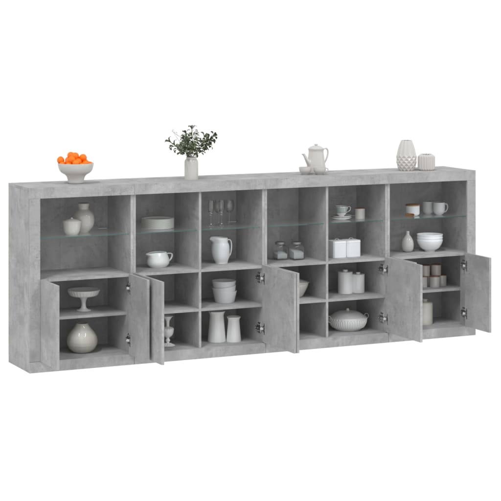 Credenza con Luci LED Grigio Cemento 283x37x100 cmcod mxl 133833