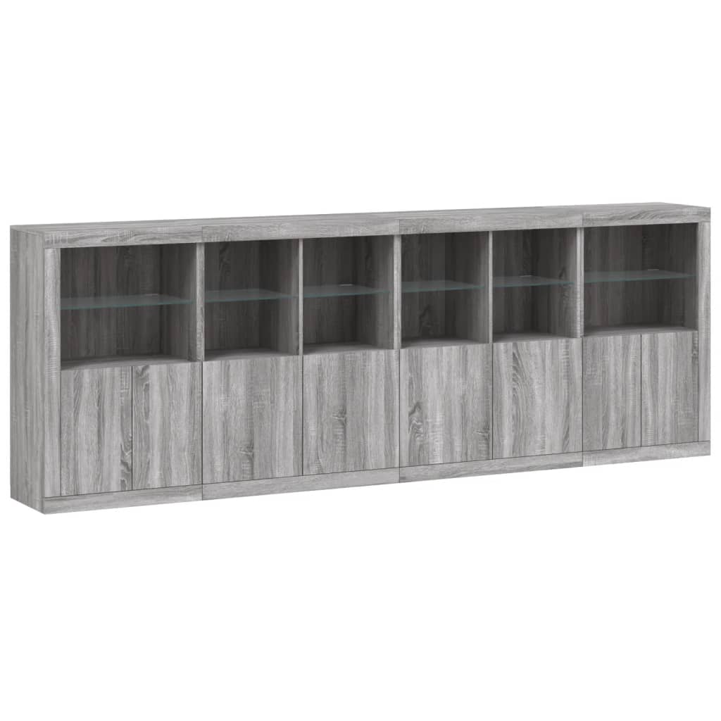 Credenza con Luci LED Grigio Sonoma 283x37x100 cm 3209168