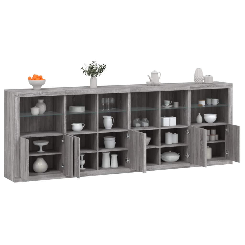 Credenza con Luci LED Grigio Sonoma 283x37x100 cm 3209168