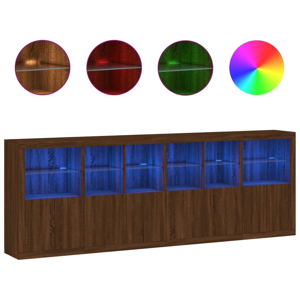 Credenza con Luci LED Rovere Marrone 283x37x100 cmcod mxl 85890