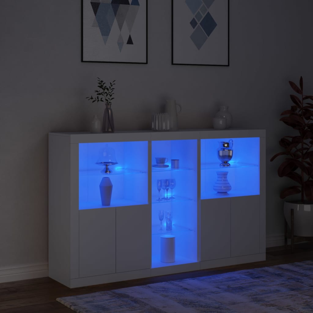 Credenza con Luci LED Bianca 162x37x100 cm 3209170