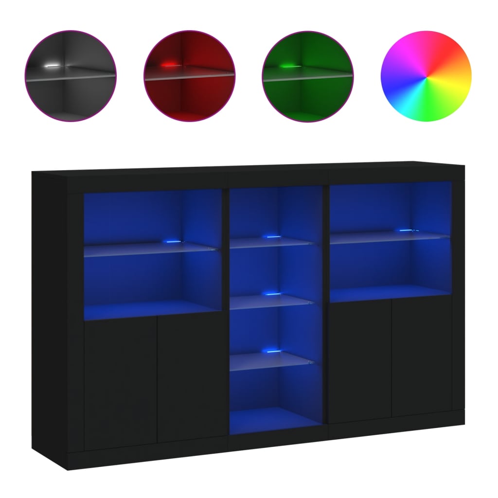 Credenza con Luci LED Nera 162x37x100 cm 3209171