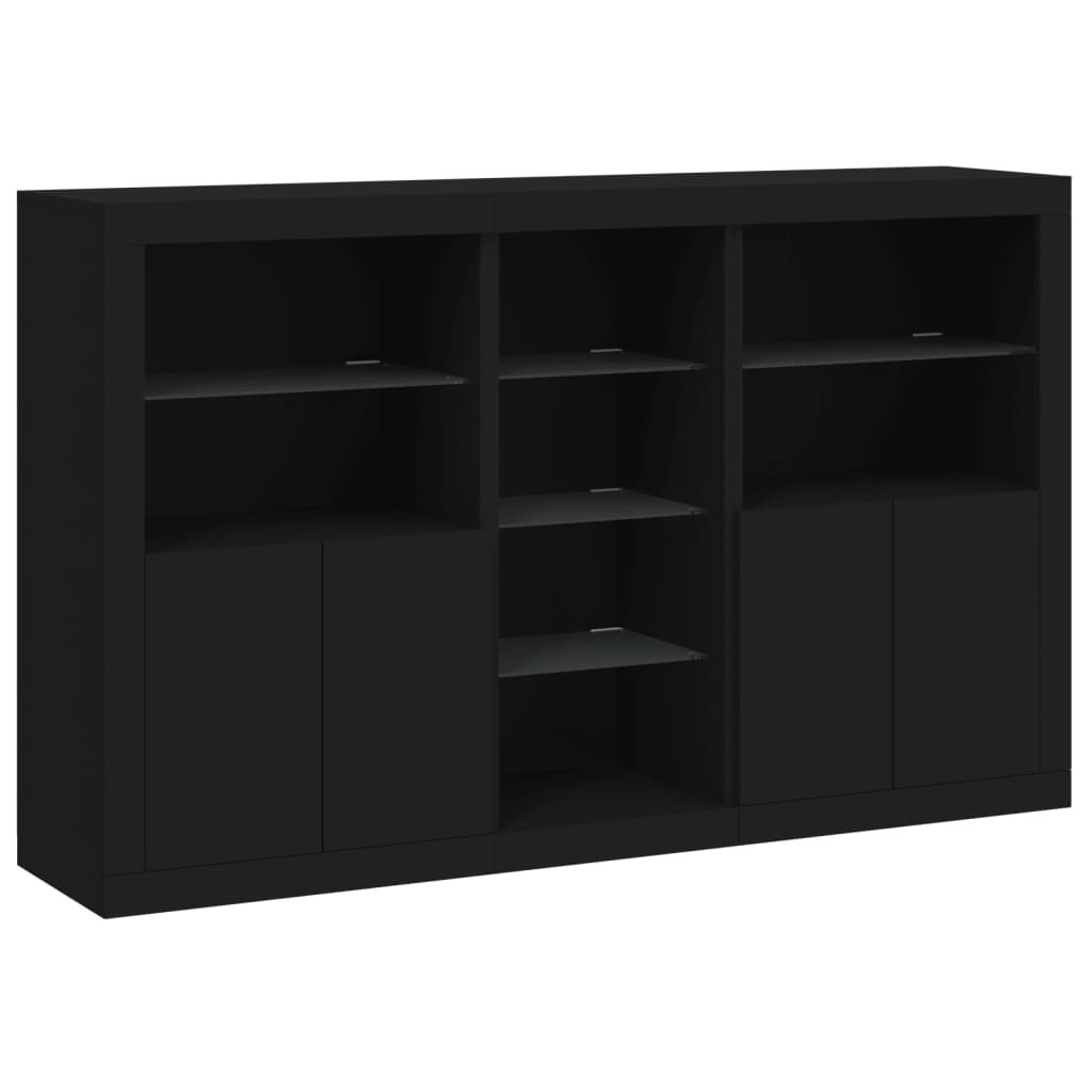 Credenza con Luci LED Nera 162x37x100 cm 3209171