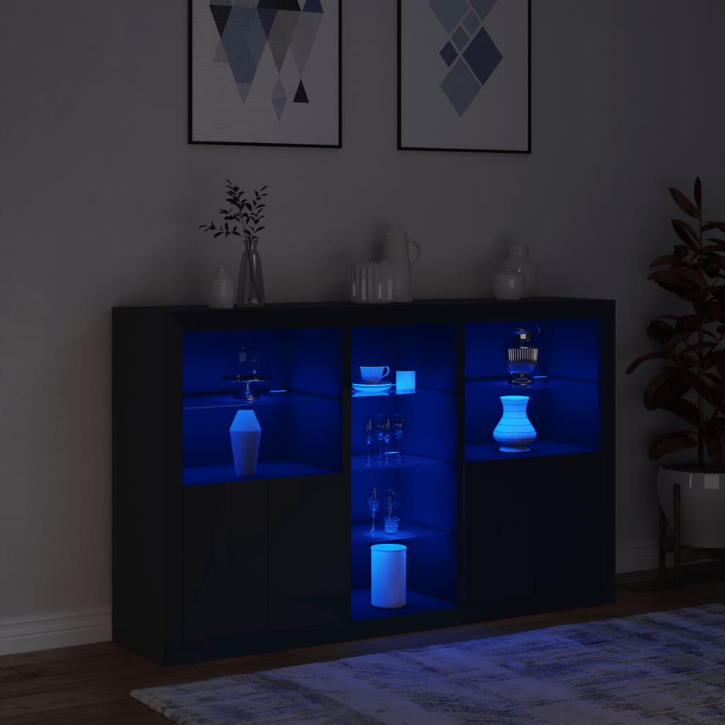 Credenza con Luci LED Nera 162x37x100 cm 3209171