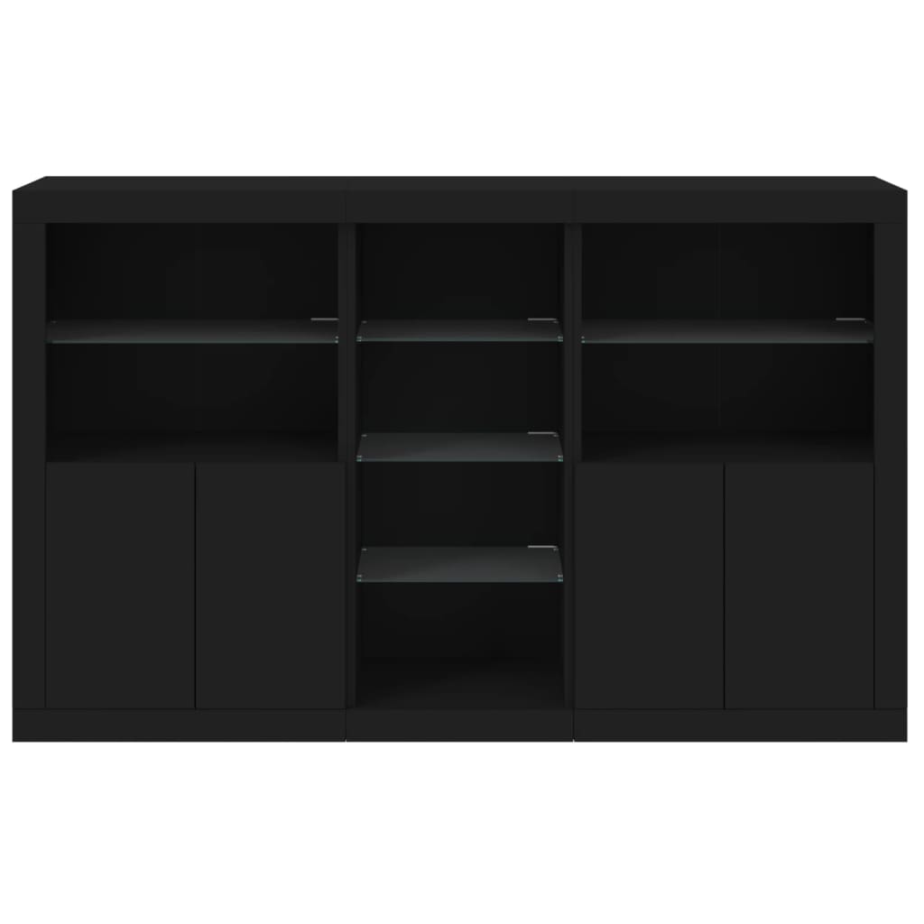 Credenza con Luci LED Nera 162x37x100 cm 3209171