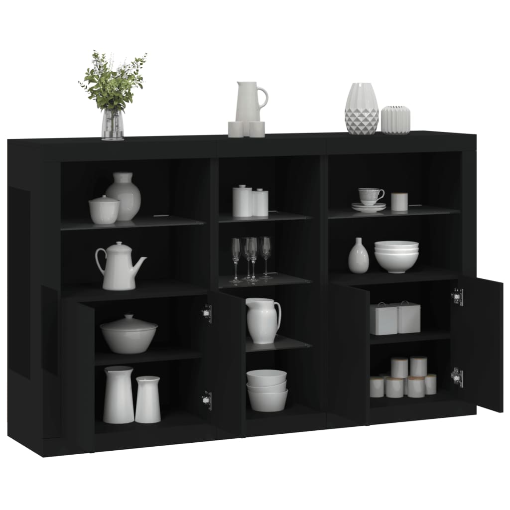 Credenza con Luci LED Nera 162x37x100 cm 3209171