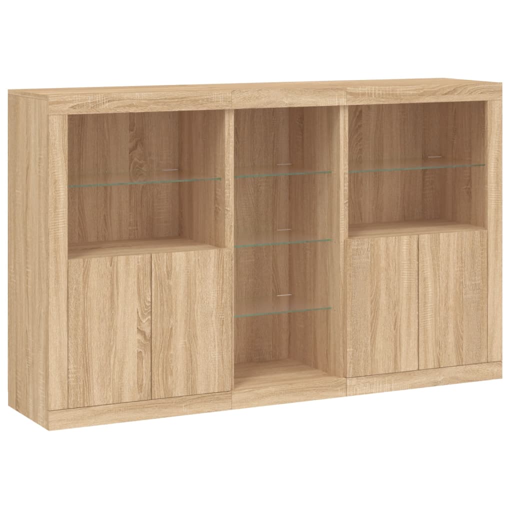 Credenza con Luci LED Rovere Sonoma 162x37x100 cm 3209172