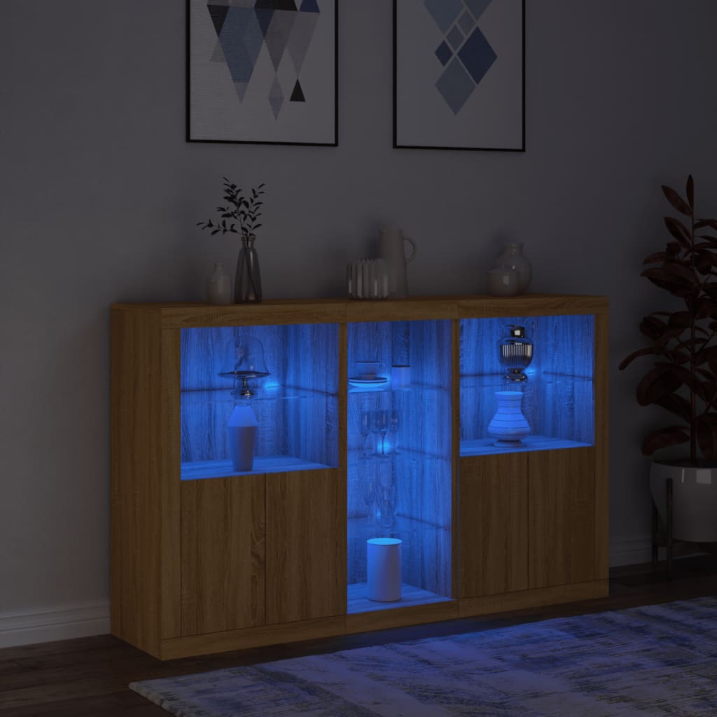 Credenza con Luci LED Rovere Sonoma 162x37x100 cm 3209172