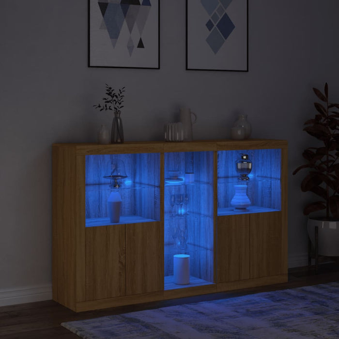 Credenza con Luci LED Rovere Sonoma 162x37x100 cm 3209172