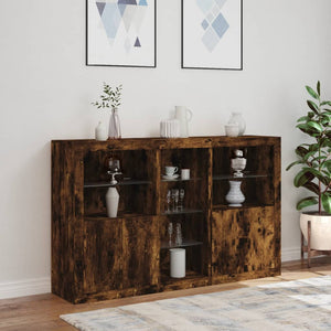 Credenza con Luci LED Rovere Fumo 162x37x100 cm 3209174