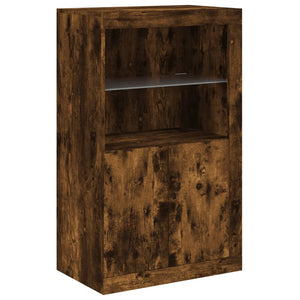 Credenza con Luci LED Rovere Fumo 162x37x100 cm 3209174