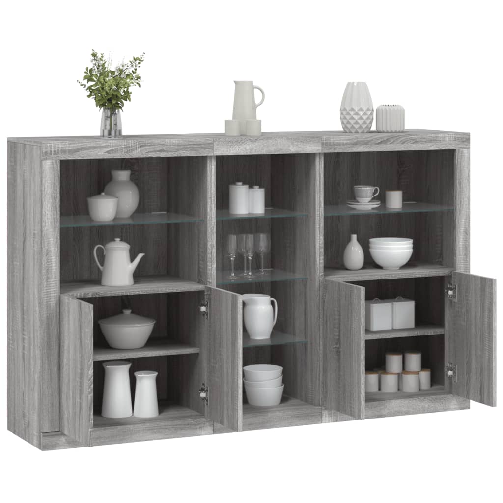 Credenza con Luci LED Grigio Sonoma 162x37x100 cm 3209175