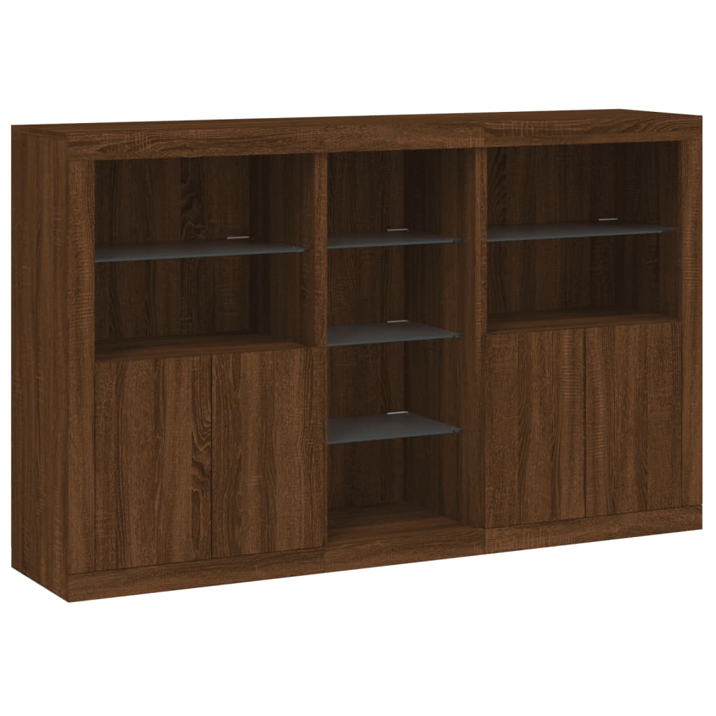 Credenza con Luci LED Rovere Marrone 162x37x100 cm 3209176