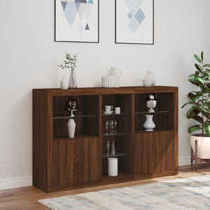 Credenza con Luci LED Rovere Marrone 162x37x100 cm 3209176