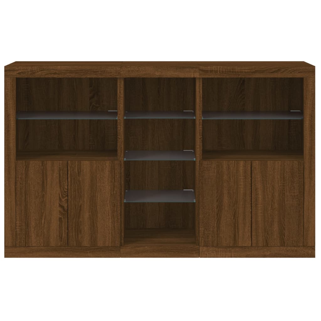 Credenza con Luci LED Rovere Marrone 162x37x100 cm 3209176