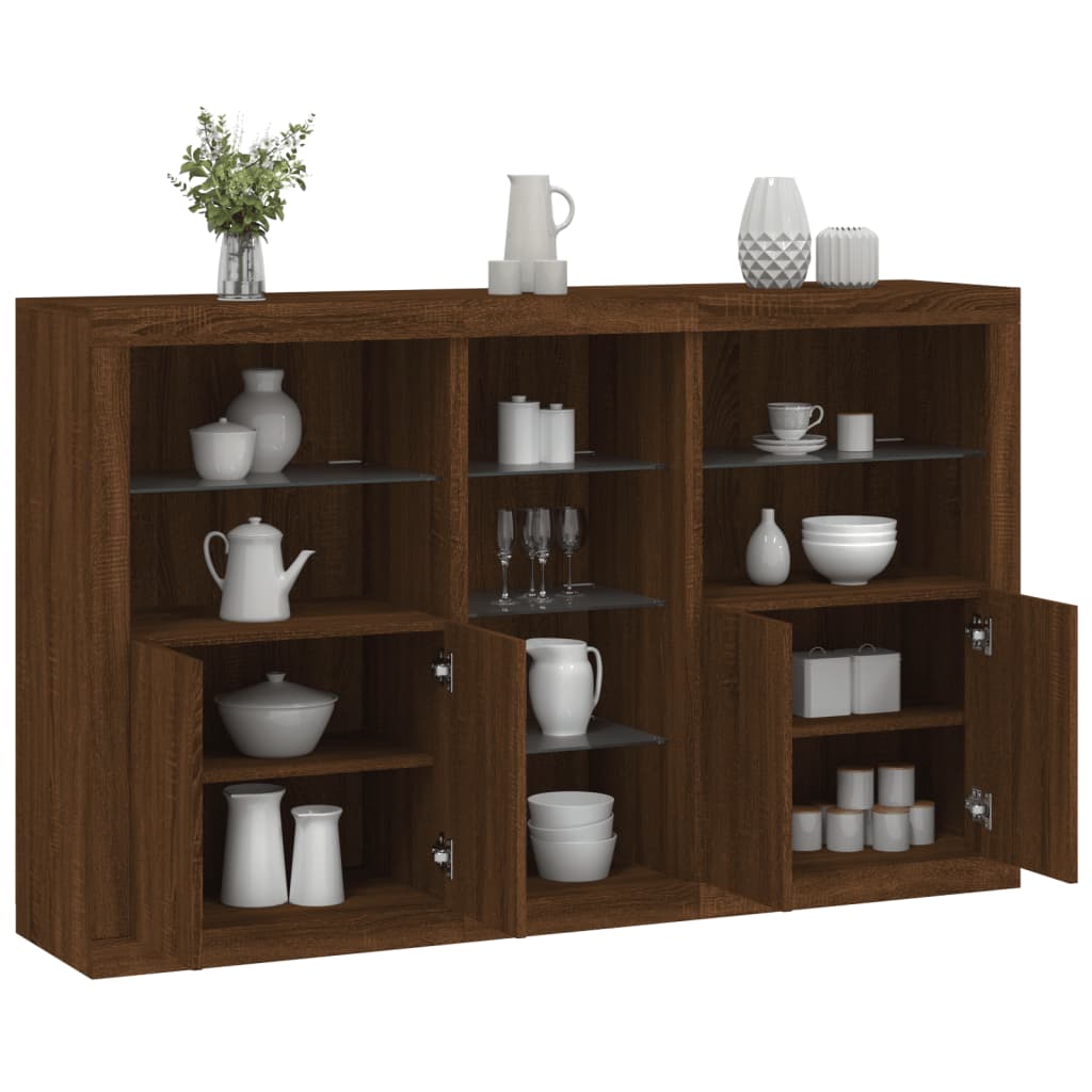 Credenza con Luci LED Rovere Marrone 162x37x100 cm 3209176