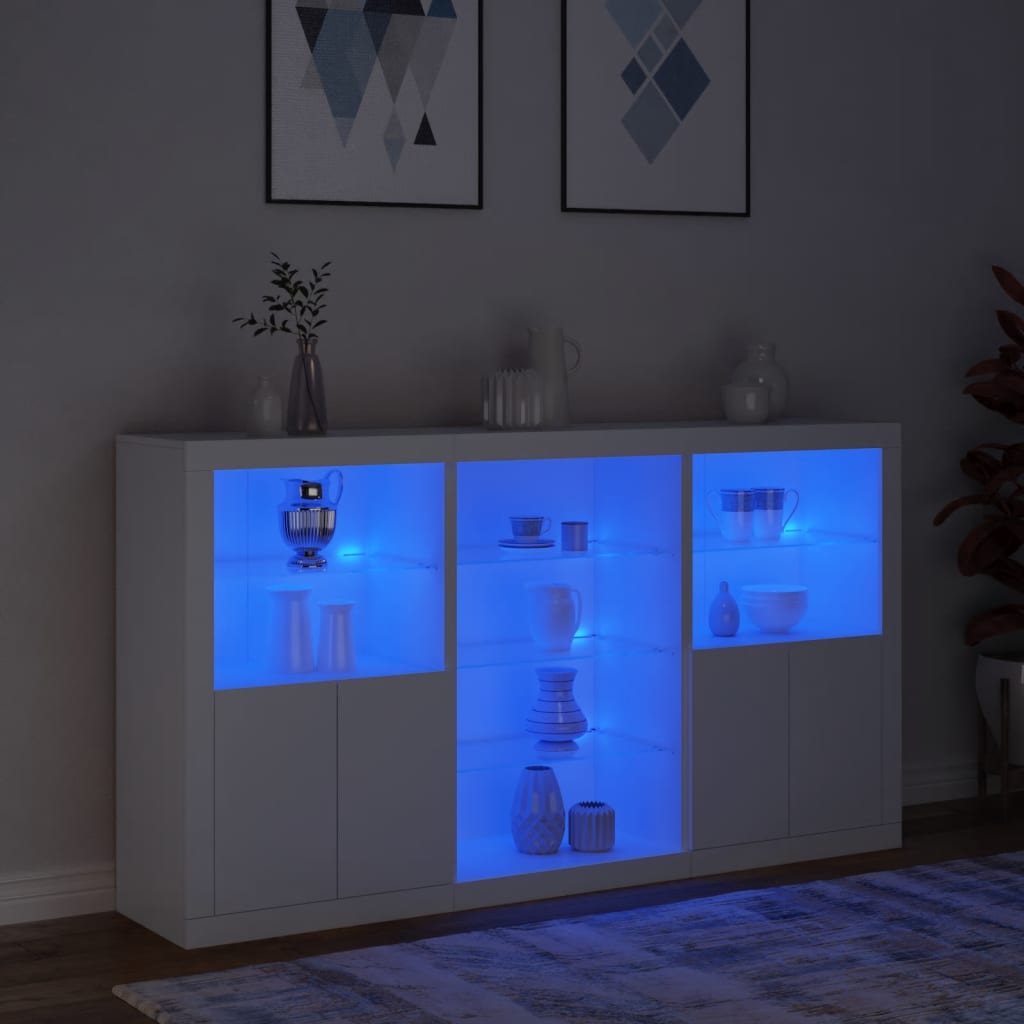 Credenza con Luci LED Bianca 181,5x37x100 cm 3209177