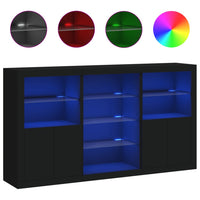 Credenza con Luci LED Nera 181,5x37x100 cm 3209178