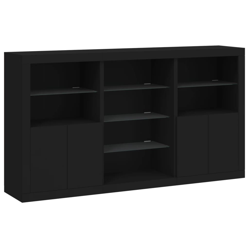 Credenza con Luci LED Nera 181,5x37x100 cm 3209178