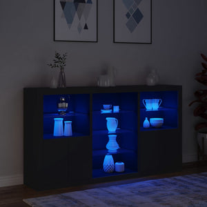 Credenza con Luci LED Nera 181,5x37x100 cm 3209178