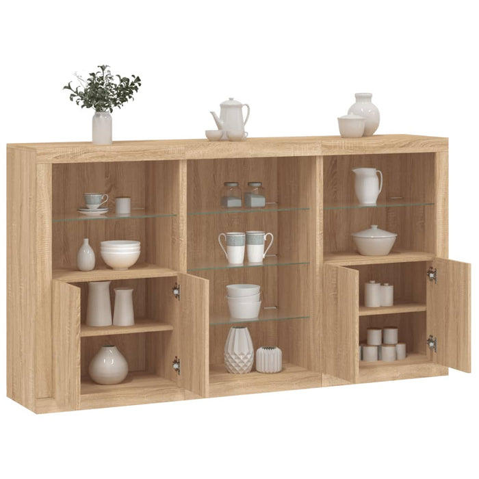 Credenza con Luci LED Rovere Sonoma 181,5x37x100 cmcod mxl 133836