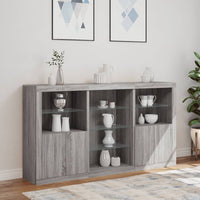 Credenza con Luci LED Grigio Sonoma 181,5x37x100 cm 3209182