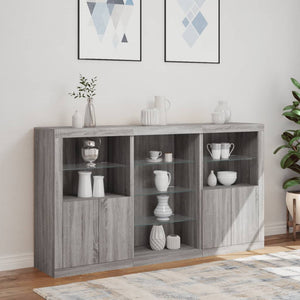 Credenza con Luci LED Grigio Sonoma 181,5x37x100 cm 3209182